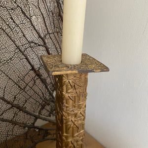 Gilt metal candlestick with bamboo motif