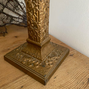 Gilt metal candlestick with bamboo motif