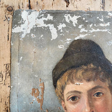 Load image into Gallery viewer, Antique young boy portrait oil on canvas
