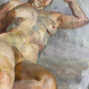 Vintage female nude oil on canvas