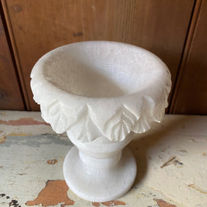 Carved white alabaster urn