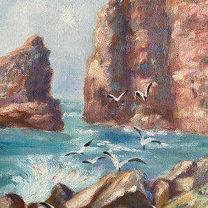 French oil on canvas seagulls