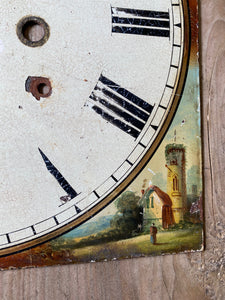 Cast iron metal painted clock dial - castles