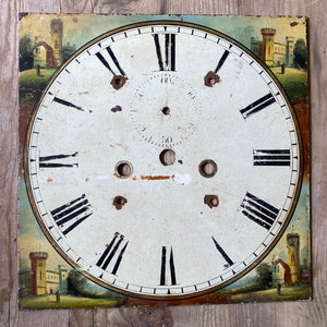 Cast iron metal painted clock dial - castles