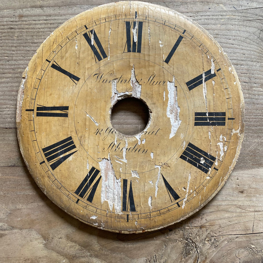 Wood & plaster clock dial - mustard
