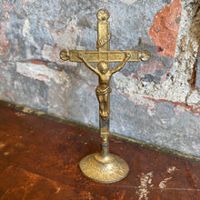 Load image into Gallery viewer, Small standing gilt crucifix

