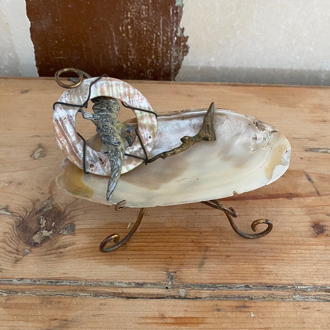 Unusual French shell with bird