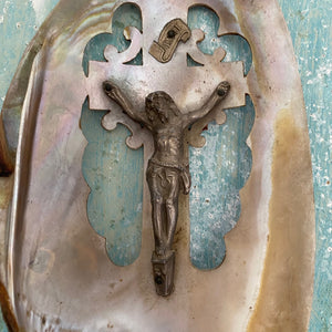 French shell-carved Christ on the cross