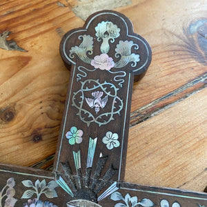 Mother-of-pearl inlaid wood ‘apostle’ cross