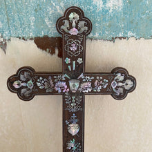 Load image into Gallery viewer, Mother-of-pearl inlaid wood ‘apostle’ cross
