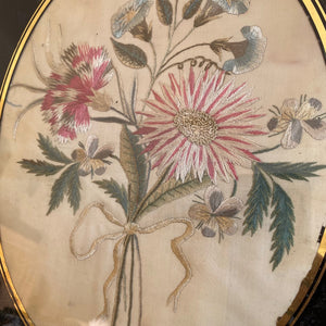 Georgian embroidery in eglomise frame