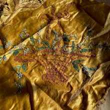 Load image into Gallery viewer, Embroidered silk fragment - basket of flowers
