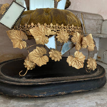 Load image into Gallery viewer, Green velvet French tiara display stand (globe de mariee)
