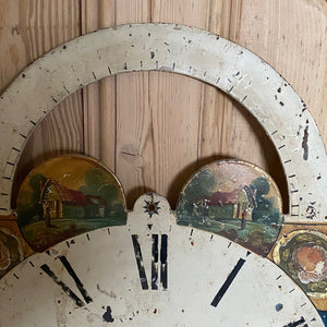 Longcase / grandfather clock dial - cottages & florals