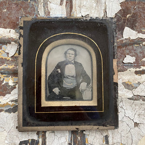 Reverse painted photo frame with dapper chap