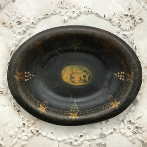 19th century hand-painted toleware dish
