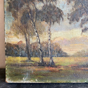 Oil on canvas landscape - copse of trees