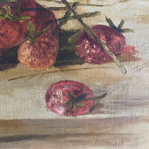 Wild strawberries still life oil on canvas