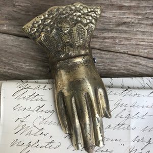 Large brass hand letter holder