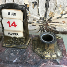 Load image into Gallery viewer, French marble &amp; brass perpetual calendar / inkwell
