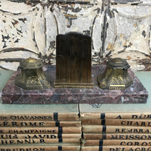 Load image into Gallery viewer, French marble &amp; brass perpetual calendar / inkwell
