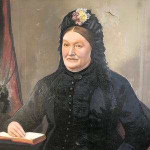 Pair Victorian oil on canvas portraits