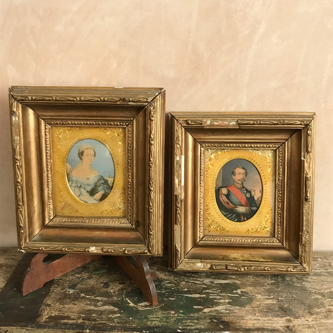 Pair gilt framed early colour prints (Baxter)