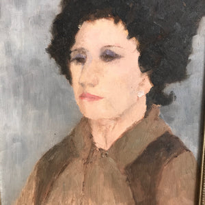 Mid-Century framed oil on board portrait