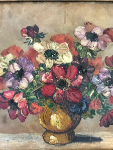 Signed gilt framed floral oil painting