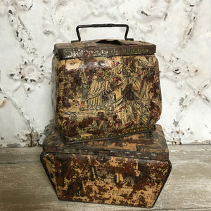 Pair of French decoupage tins