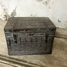 Load image into Gallery viewer, Figural tin: whicker travel basket
