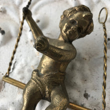 Load image into Gallery viewer, Bronze cherub/putti on swing
