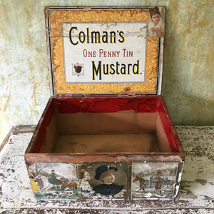 Wooden Colman's Mustard box with decoupage