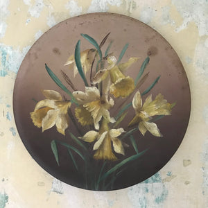 Toleware painted plate - daffodils