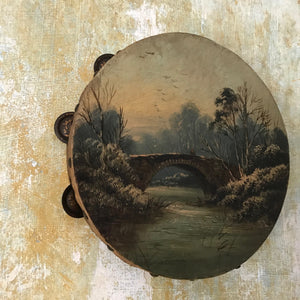 Hand-painted landscape tambourine