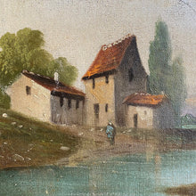 Load image into Gallery viewer, Oil on canvas houses by lake
