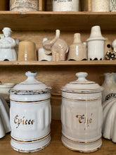 Load image into Gallery viewer, Pair French enamel jars (tea &amp; spices)
