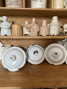Set of French enamel storage jars