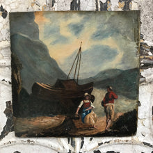 Load image into Gallery viewer, C18th coastal oil on board
