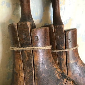 Pair wooden boot tree last stretchers