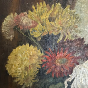Oil on canvas chrysanthemums