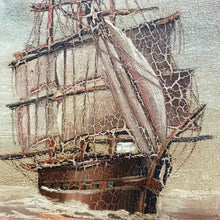 Load image into Gallery viewer, Sailing ship craquelure oil painting - neutrals
