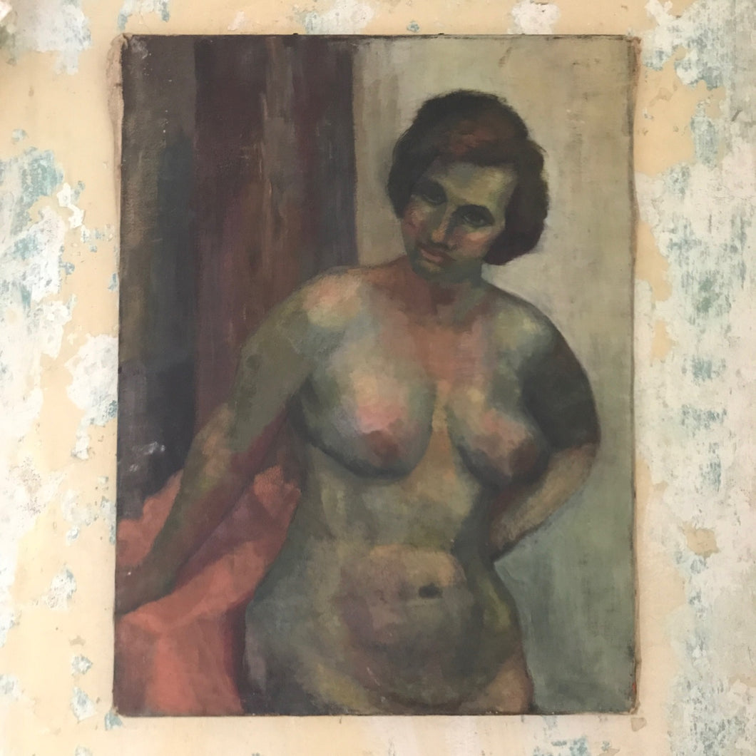 Impressionist-style nude oil on canvas