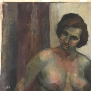 Impressionist-style nude oil on canvas