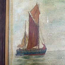 Load image into Gallery viewer, Framed oil on board boats at sea
