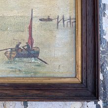 Load image into Gallery viewer, Framed oil on board boats at sea
