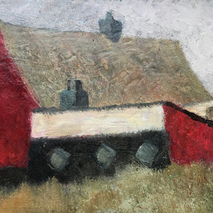 Oil on artist board - red barn