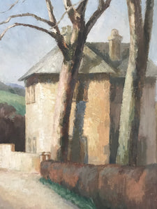 French oil on canvas village house