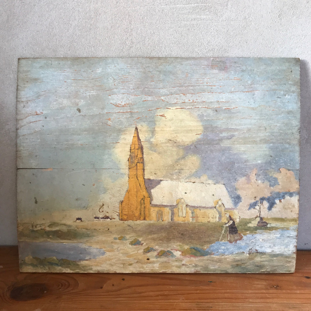Oil on wood French church