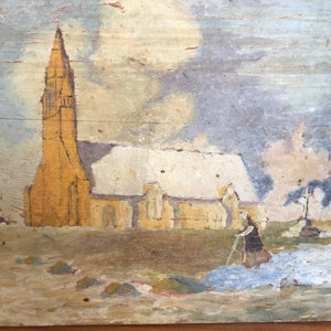 Oil on wood French church